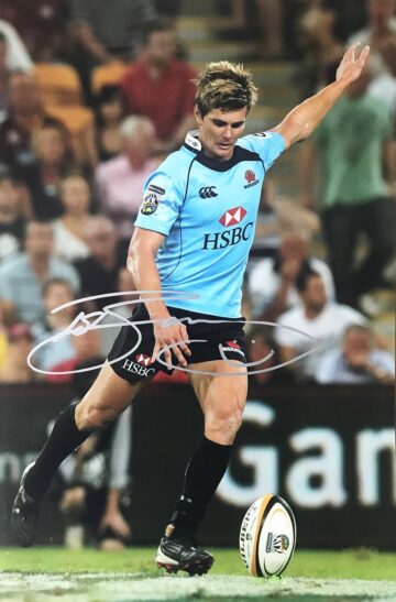 Signed Berrick Barnes Photograph - NSW Waratahs Rugby - Firma Stella