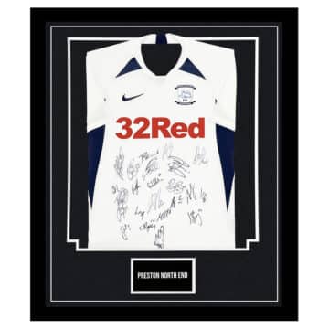 Signed Preston North End Shirt Framed - Championship Jersey Home