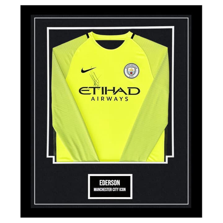 Signed Ederson Shirt Framed - Manchester City Icon Autograph