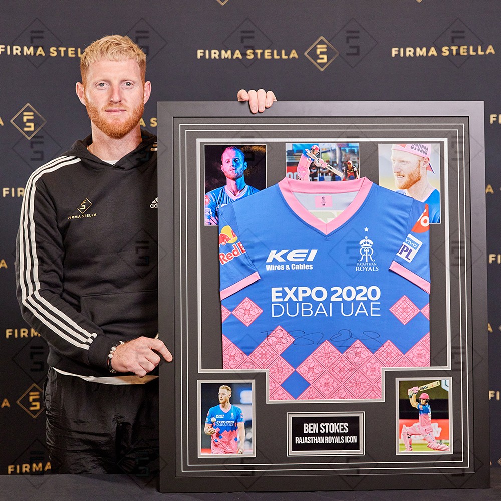 Autographed Ben Stokes - Framed Rajasthan Royals Shirt