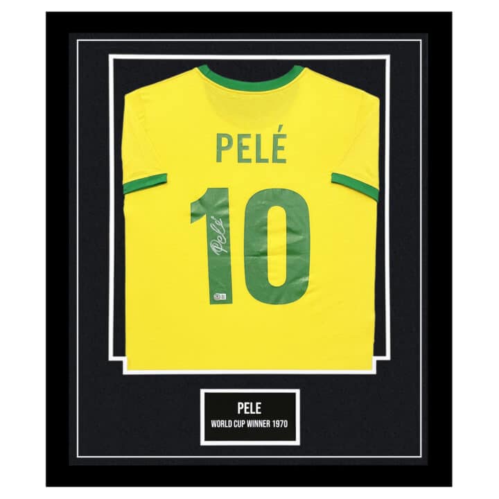 Signed Pele Jersey Framed - Brazil Icon Autograph