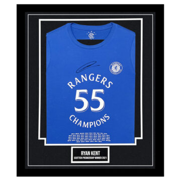 Signed Ryan Kent Shirt Framed - Scottish Premiership Winner 2021