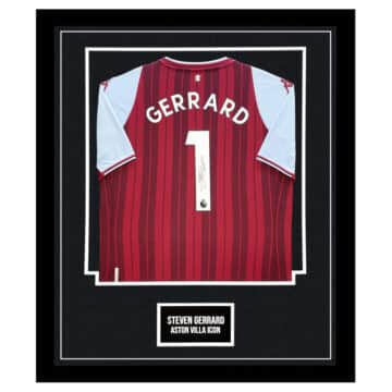 Signed Steven Gerrard Shirt Framed - Aston Villa Icon