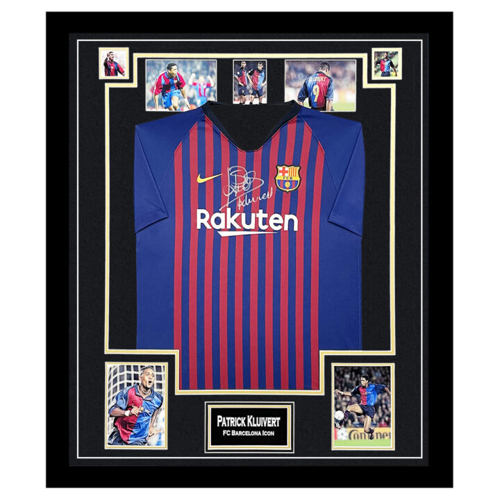 Signed Patrick Kluivert Shirt Framed - Barcelona Icon