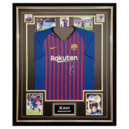 Signed Xavi Shirt Framed - Barcelona Icon Autograph