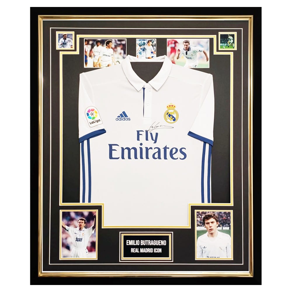 Signed Emilio Butragueno Jersey Framed - Real Madrid Icon Shirt