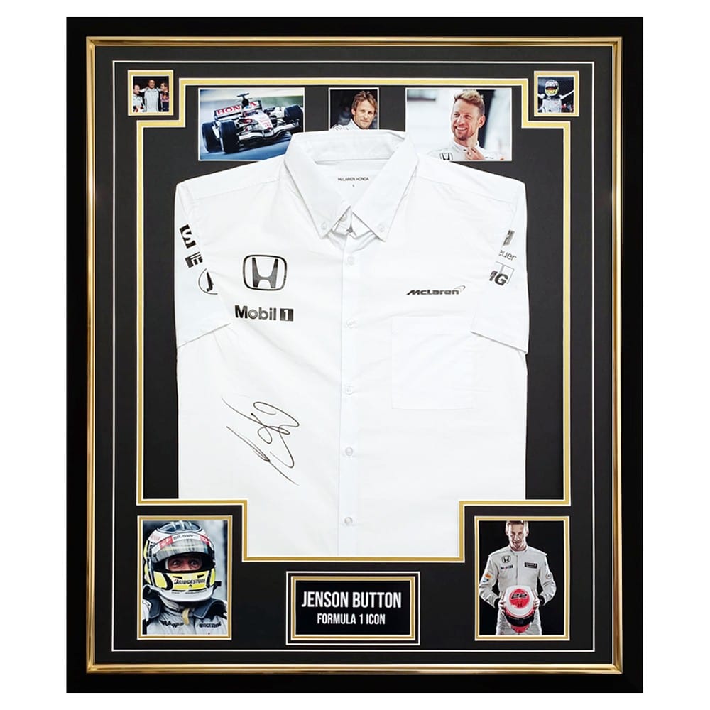 Signed Jenson Button Shirt Framed - Formula 1 Icon Jersey