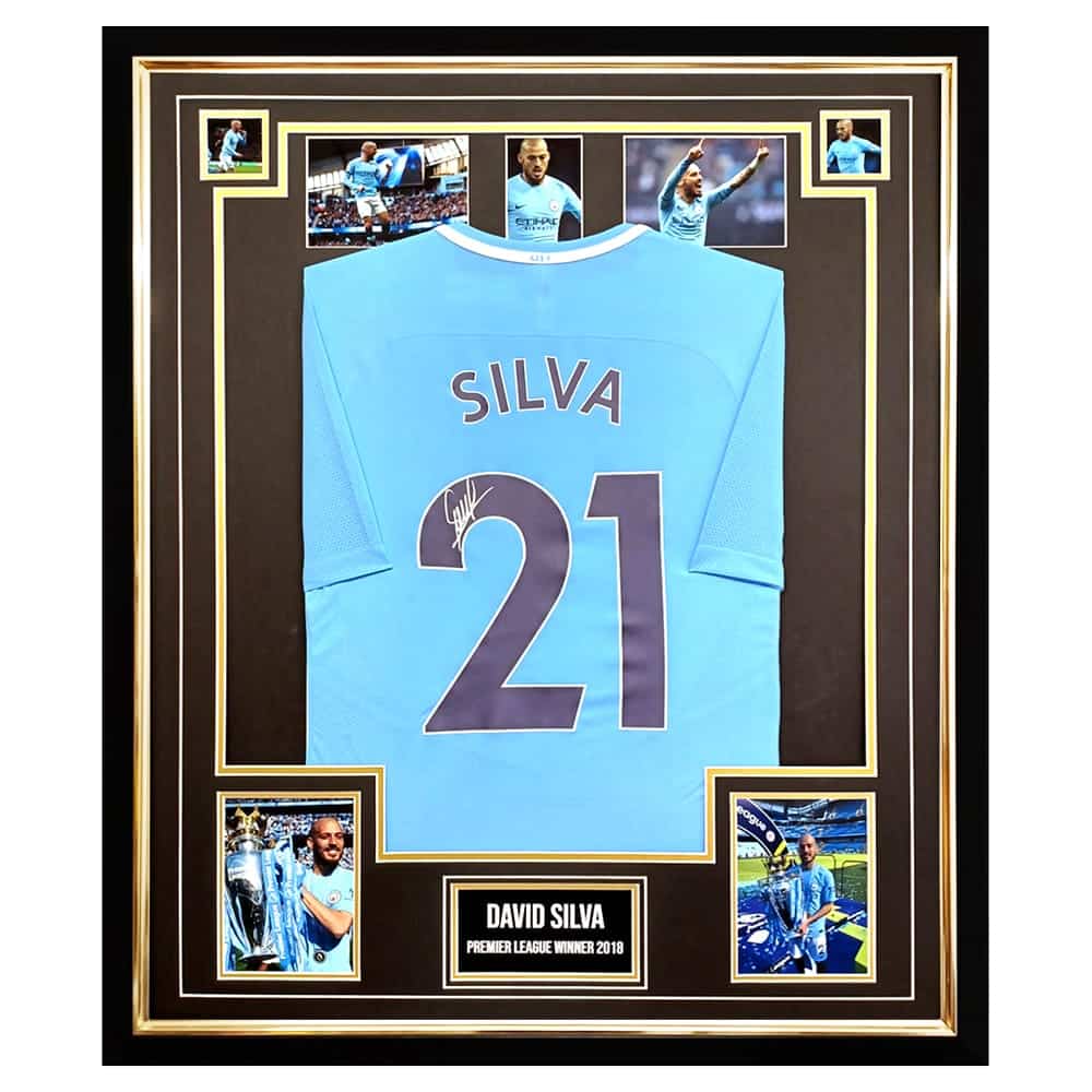 Signed David Silva Shirt Framed - Premier League Winner 2018 Jersey