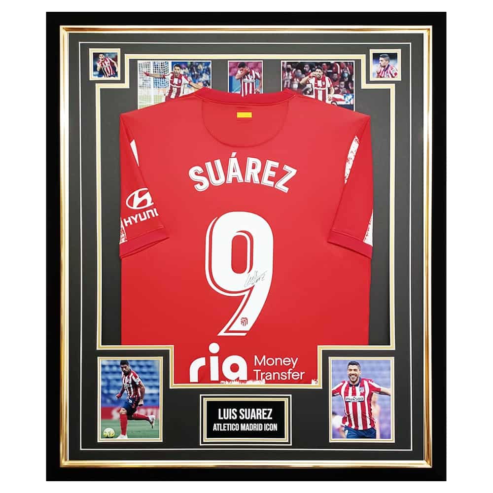 Signed Luis Suarez Shirt Framed - Atletico Madrid Icon Jersey