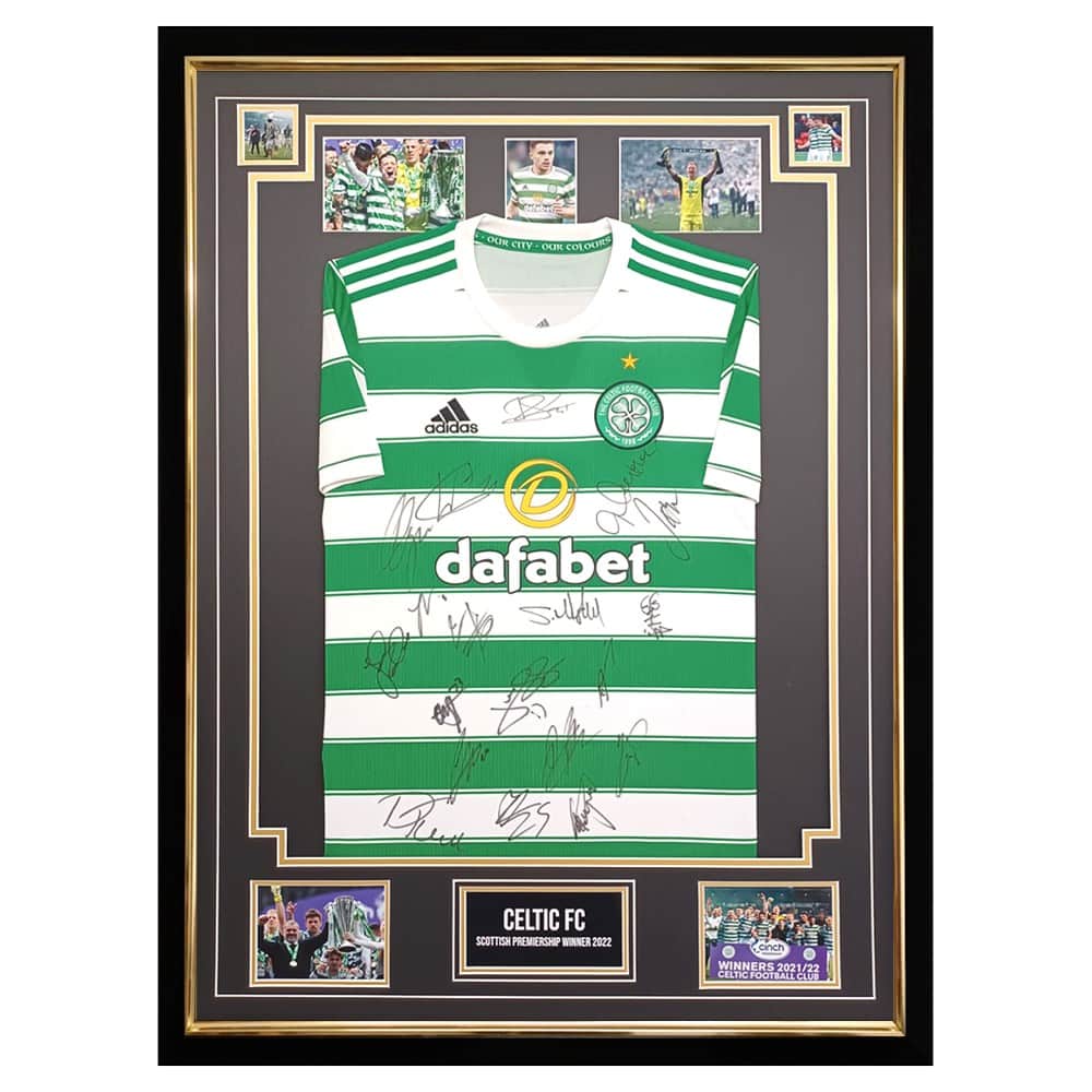 Signed Celtic FC Shirt Framed - Scottish Premiership Winners 2022 Jersey