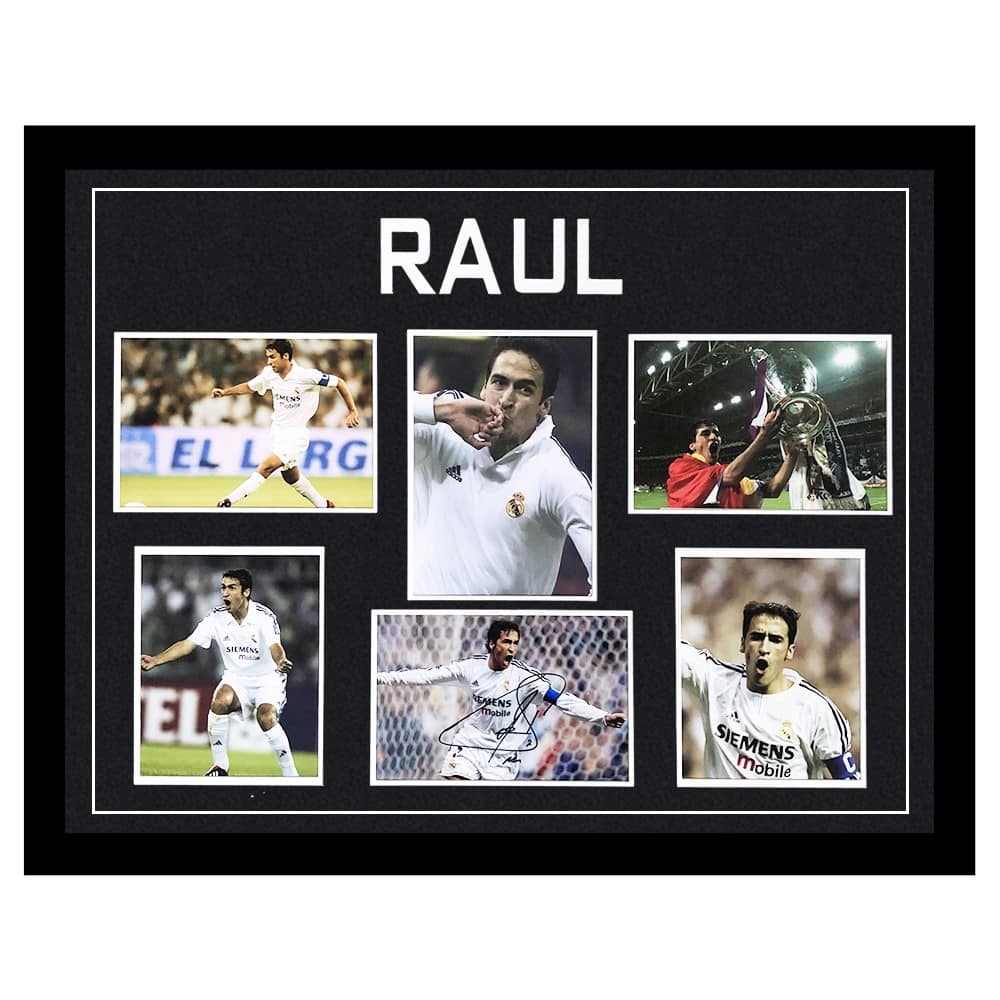 Signed Raul Framed Display Large - Real Madrid Icon Autograph