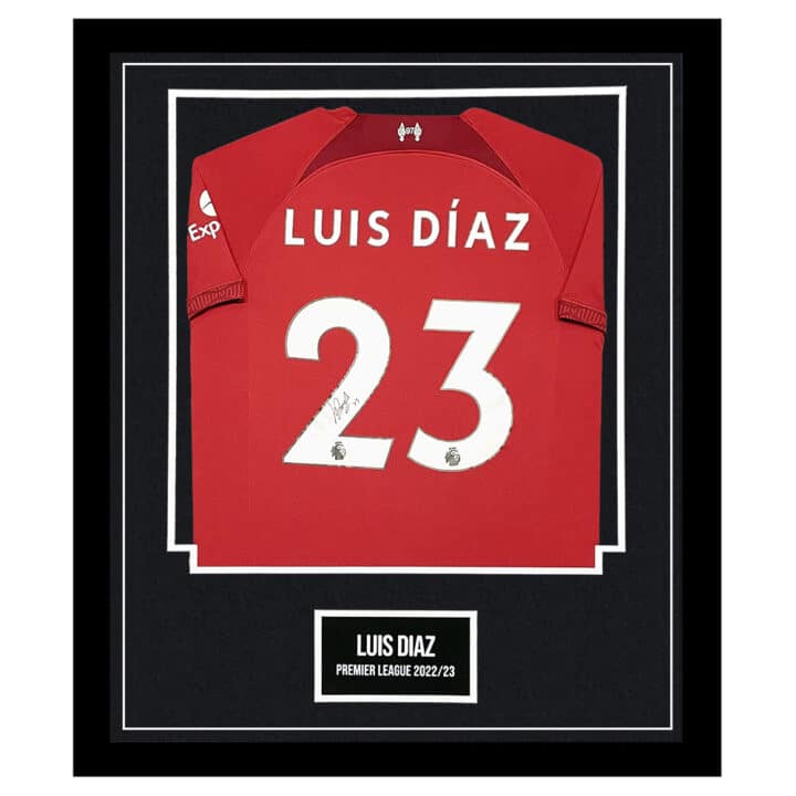 Signed Luis Diaz Shirt Framed - Liverpool Icon 2023 Jersey