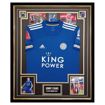 Signed Jonny Evans Shirt Framed - FA Cup Winner 2021