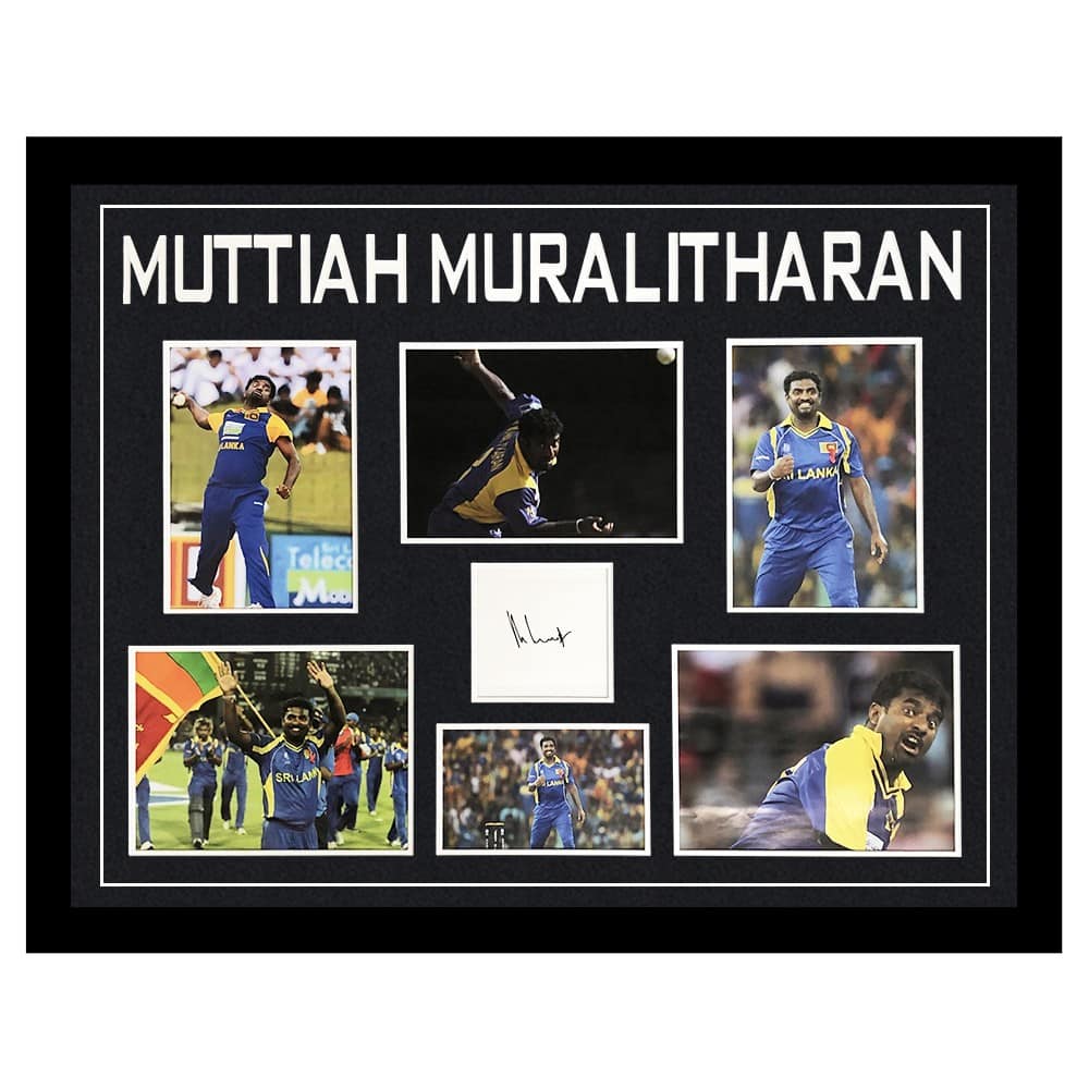 Signed Muttiah Muralitharan Framed Display Large - Sri Lanka Cricket Icon