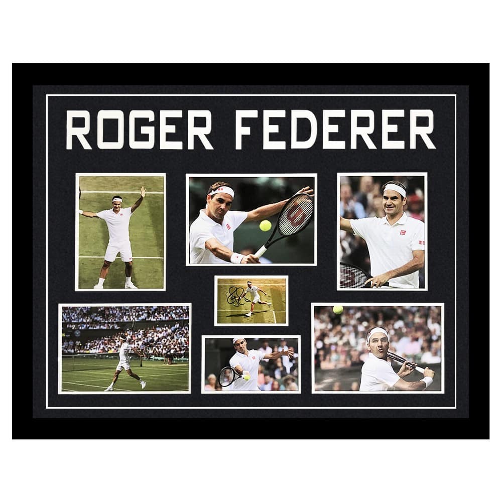 Signed Roger Federer Framed Display Large - Wimbledon Icon Autograph