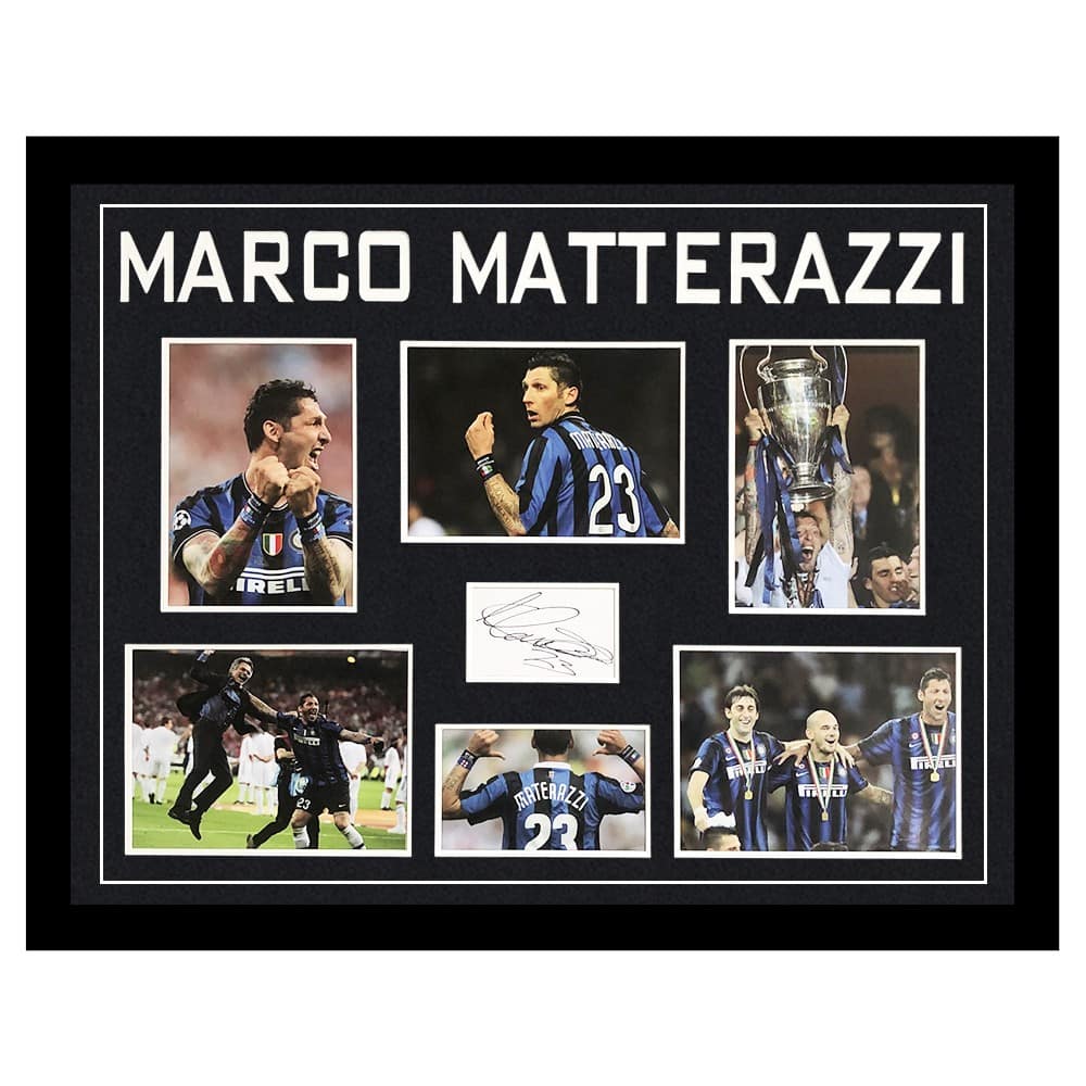 Signed Marco Matterazzi Framed Display Large - Champions League Winner 2010