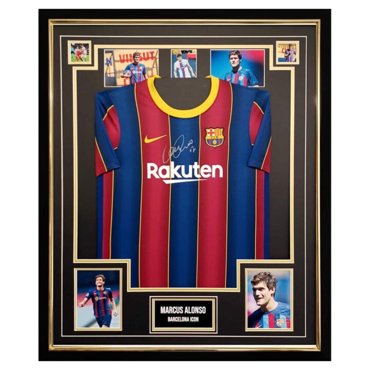 Signed Marcos Alonso Shirt Framed - FC Barcelona Icon Jersey