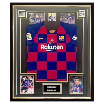 Signed Jules Kounde Shirt Framed - FC Barcelona Icon Jersey