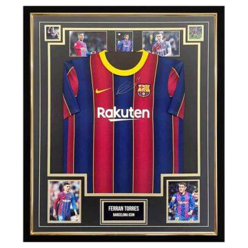 Signed Ferran Torres Shirt Framed - FC Barcelona Icon Jersey