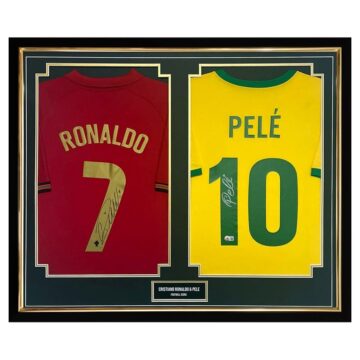 Signed Cristiano Ronaldo & Pele Shirts Framed - Portugal & Brazil Icons