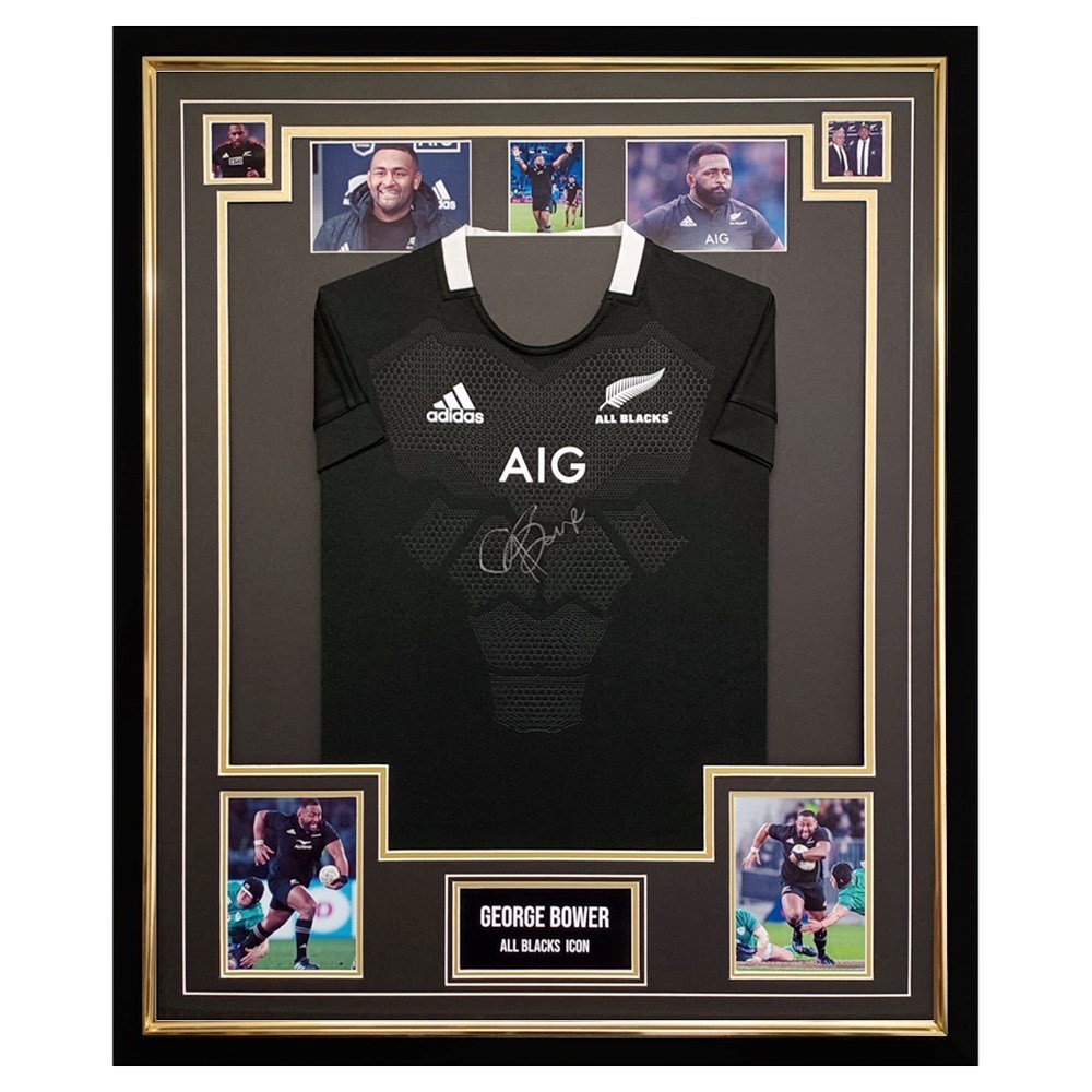 Signed George Bower Jersey Framed - New Zealand All Blacks Icon