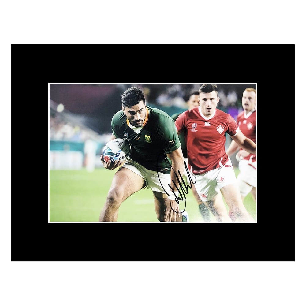 Signed Damian De Allende Photo Display - 16x12 Springboks Icon