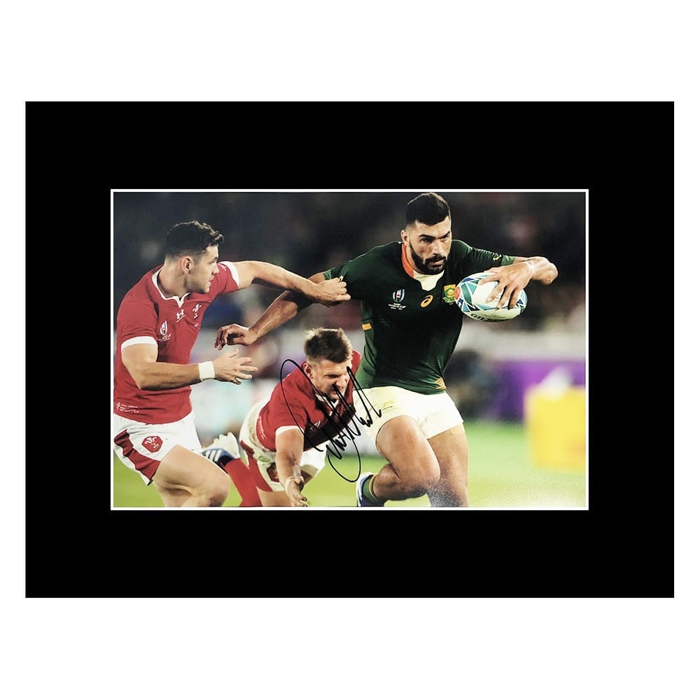 Signed Damian De Allende Photo Display - 16x12 Springboks Icon