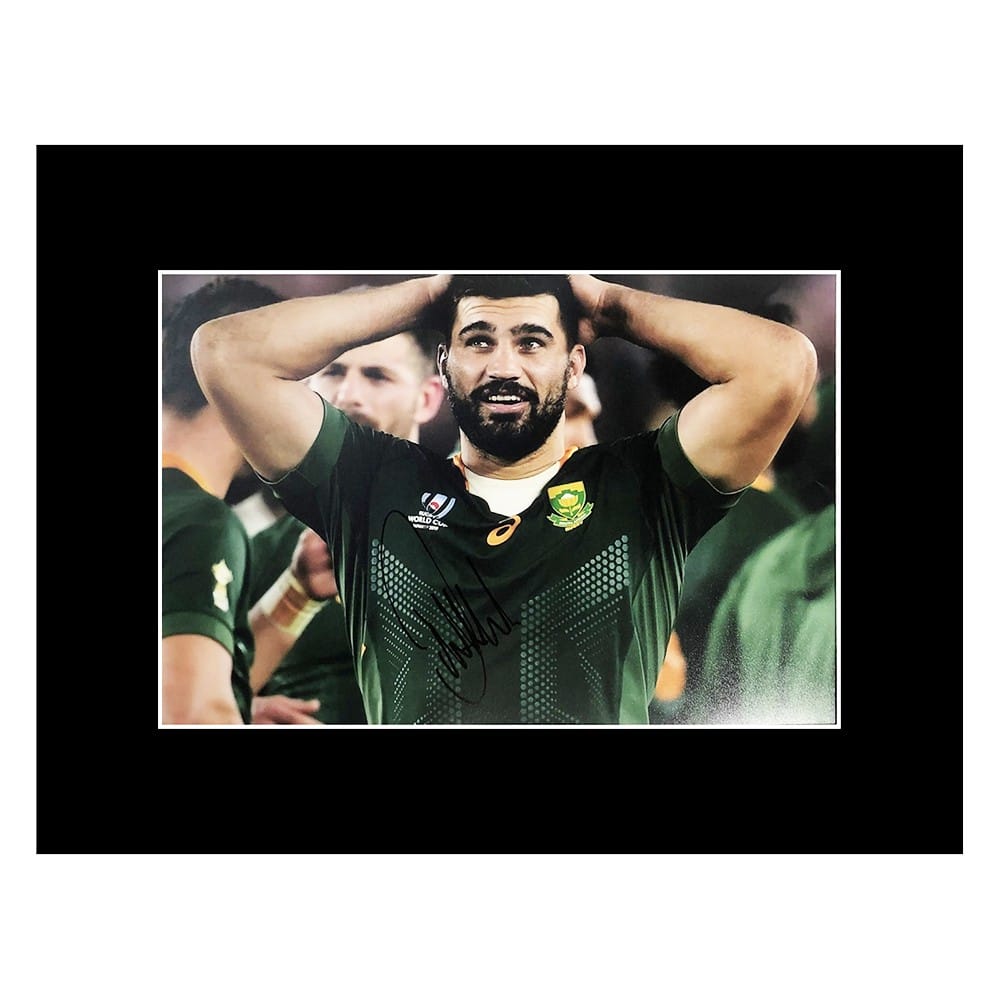 Damian De Allende Signed Photo Display - 16x12 Springboks Icon