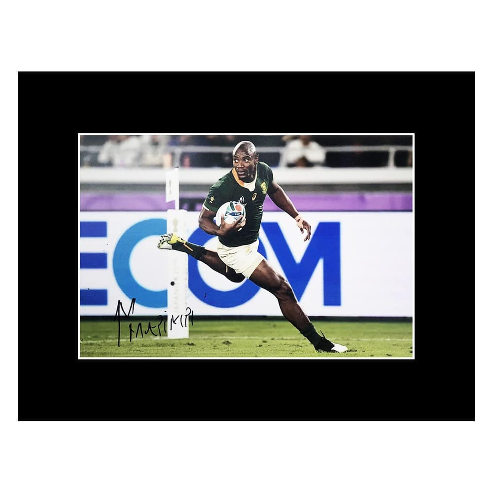 Autographed Makazole Mapimpi Photo Display - 16x12 Springboks Icon