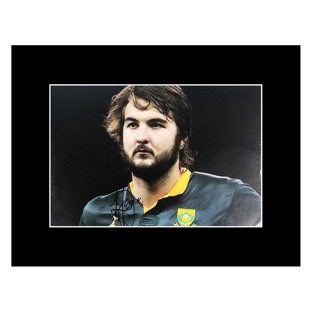 Signed Lood de Jager Photo Display - 16x12 Springboks Icon Autographed