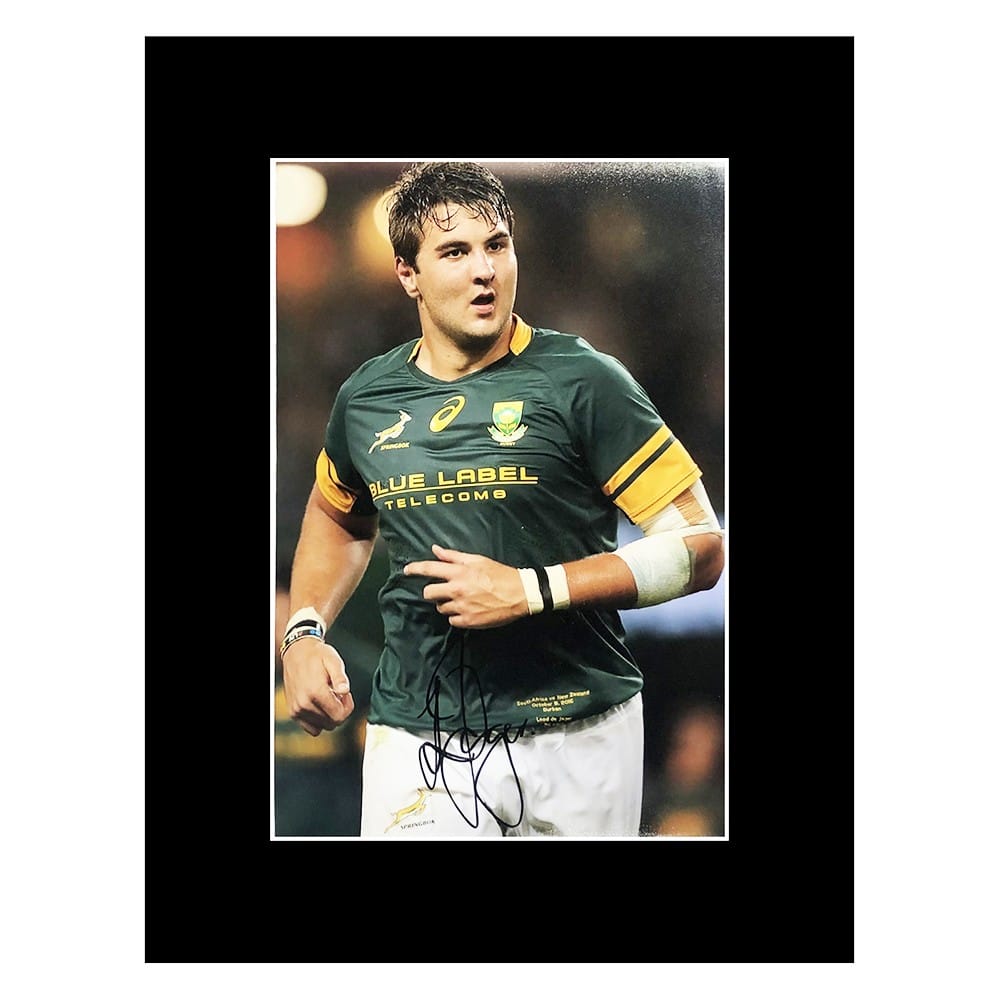 Signed Lood de Jager Photo Display - 16x12 Springboks Icon