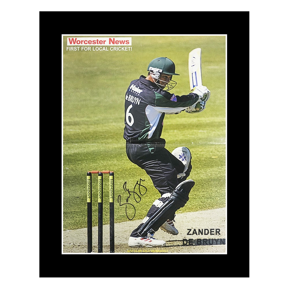 Signed Zander De Bruyn Poster Display - Cricket Icon