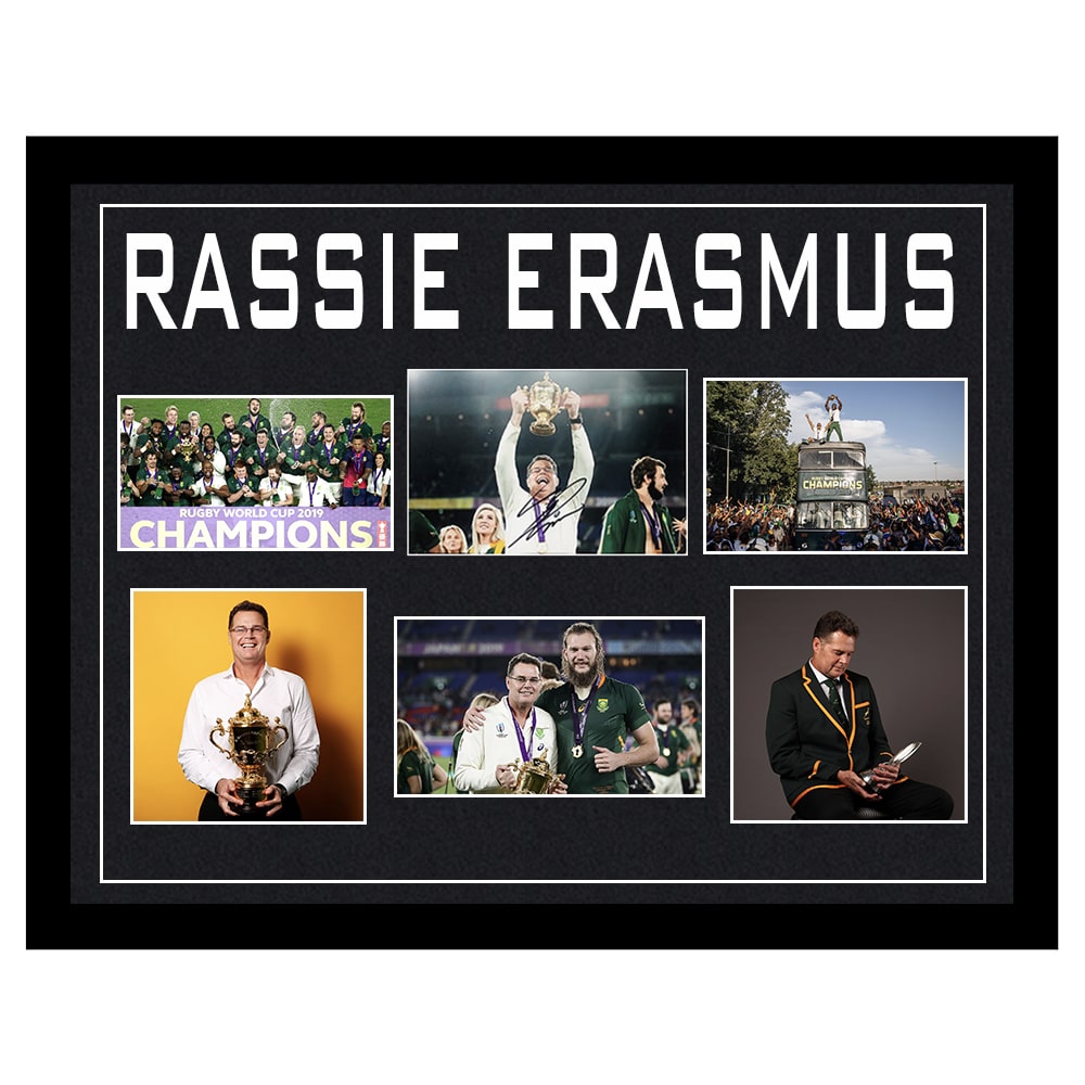 Signed Rassie Erasmus Display Framed Large - RWC 2019 Winner