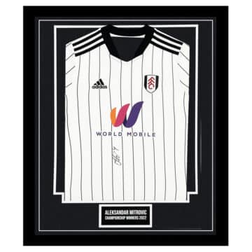 Signed Aleksandr Mitrovic Shirt Framed - Championship Winners 2022