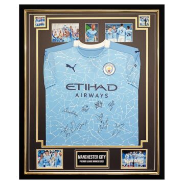 Signed Manchester City Shirt Framed - Premier League Winners 2021