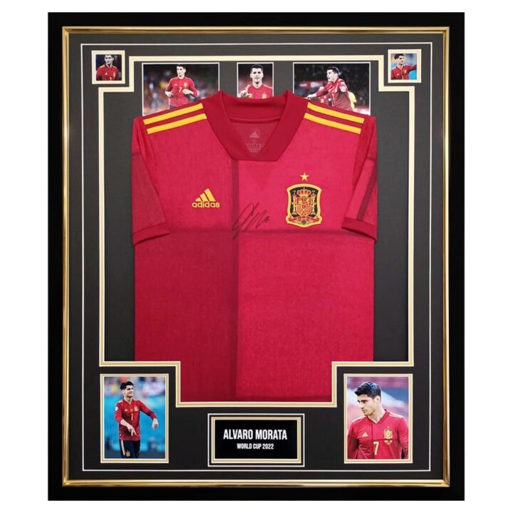 Signed Saul Shirt Framed - Spain World Cup 2022