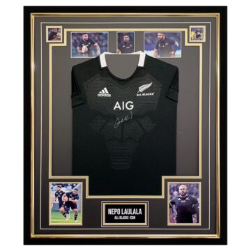 Signed Nepo Laulala Shirt Framed - All Blacks Icon Jersey