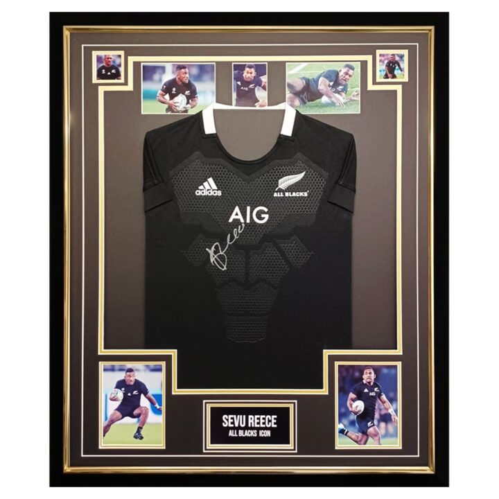 Signed Sevu Reece Shirt Framed - All Blacks Icon Jersey