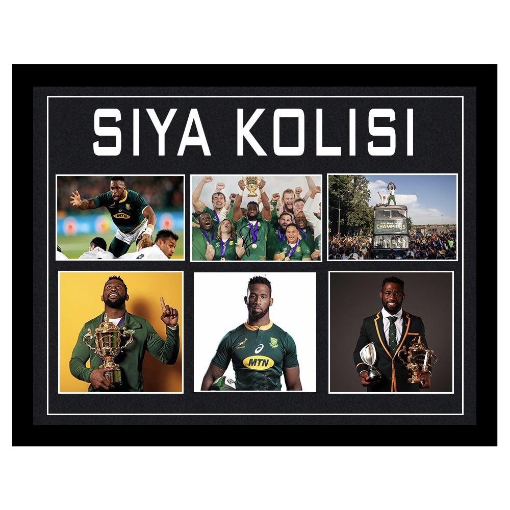 Signed Siya Kolisi Frame Display Large - Autographed RWC Winners 2019