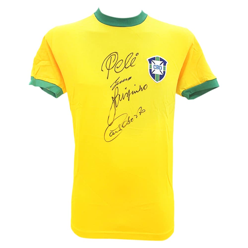 Signed Brazil Shirt - World Cup Winners 1970 - Pele, Gerson, Jairzinho & Carlos Alberto