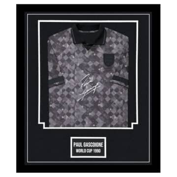 Signed Paul Gascoigne Shirt Framed - England Icon World Cup 1990