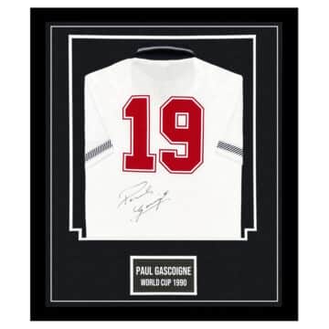 Signed Paul Gascoigne Jersey Framed - England Home World Cup 1990 Icon