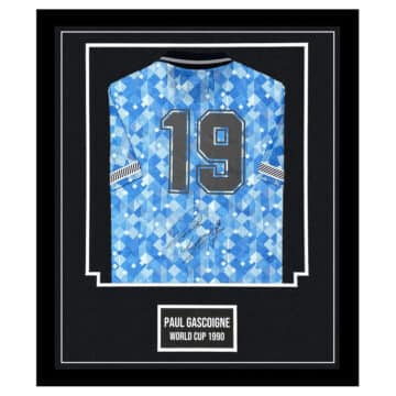 Signed Paul Gascoigne Jersey Framed - England Alternative World Cup 1990 Icon