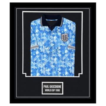 Signed Paul Gascoigne Shirt Framed - England Alternative World Cup 1990 Icon