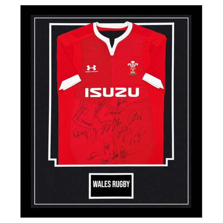 Signed Wales Rugby Jersey Framed - Squad Autograph Shirt