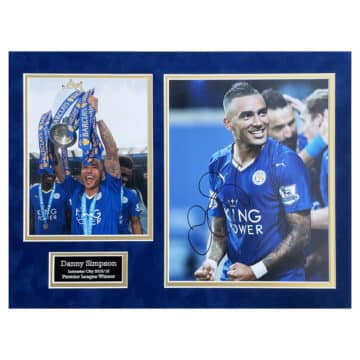 Signed Danny Simpson Photo Display - 16x12 Premier League Winner 2016