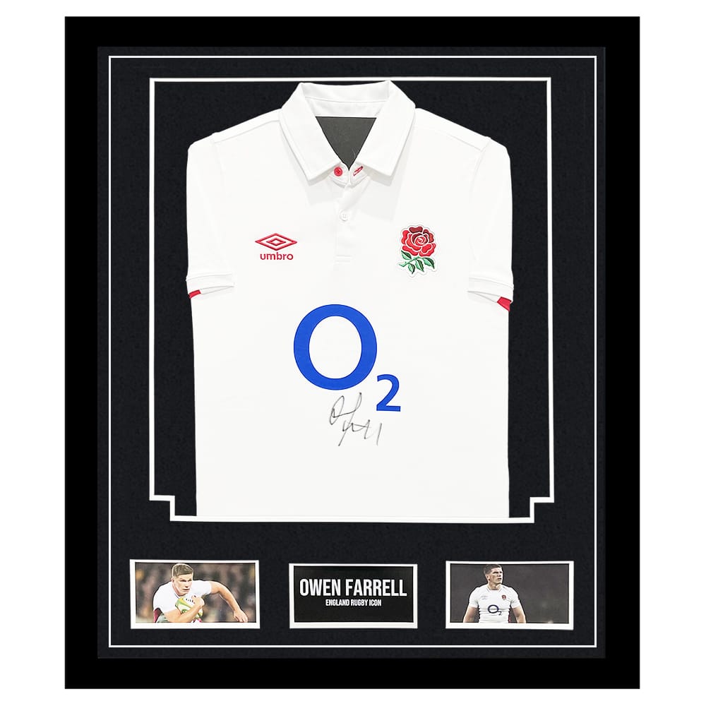 Signed Owen Farrell Jersey Framed - England Rugby Autograph