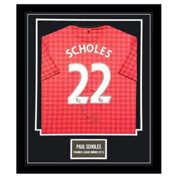 Signed Paul Scholes Shirt Framed - Premier League Winner 2013 Jersey