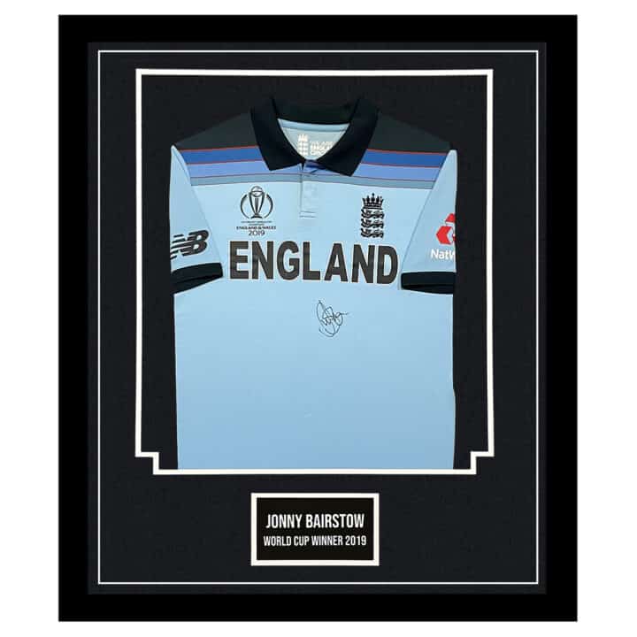 Signed Jonny Bairstow Shirt Framed - CWC Winner 2019 Jersey