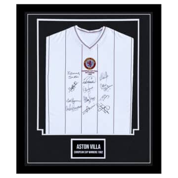 Signed Aston Villa Shirt Framed - European Cup Winners 1982 Jersey